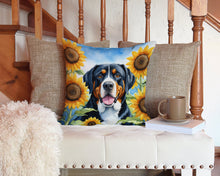 Load image into Gallery viewer, Greater Swiss Mountain Dog in Sunflowers Throw Pillow - 14x14 Decorative Pillow – Art for Your Home &amp; Patio