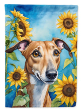 Load image into Gallery viewer, Greyhound in Sunflowers House Flag