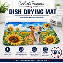 Load image into Gallery viewer, Greyhound in Sunflowers Dish Drying Mat Absorbent Dish Drying Mat Pad for Kitchen Counter Dish Drainer Mat for Countertop, 14 x 21", Multicolor