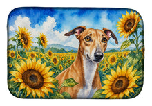 Load image into Gallery viewer, Greyhound in Sunflowers Dish Drying Mat Absorbent Dish Drying Mat Pad for Kitchen Counter Dish Drainer Mat for Countertop, 14 x 21", Multicolor