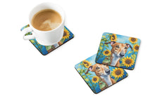 Load image into Gallery viewer, Greyhound in Sunflowers Coasters - Set of 4 Lightweight Foam, Absorbent Drink Coasters