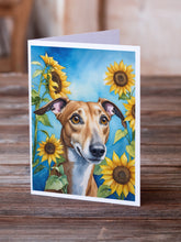 Load image into Gallery viewer, Greyhound in Sunflowers Greeting Cards - Blank Note Cards – 8-Pack of Artist-Designed Cards with Envelopes