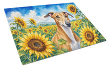 Load image into Gallery viewer, Greyhound in Sunflowers Cutting Board Tempered Glass Kitchen Cutting Surface, Heat Resistant Chopping Board with Non-Slip Feet, Decorative Food Prep &amp; Serving