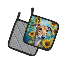 Load image into Gallery viewer, Greyhound in Sunflowers Pot Holders - Set of 2 Decorative Kitchen Helpers | Made in the USA