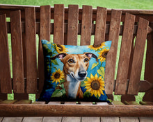 Load image into Gallery viewer, Greyhound in Sunflowers Throw Pillow - 14x14 Decorative Pillow – Art for Your Home &amp; Patio