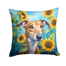 Load image into Gallery viewer, Greyhound in Sunflowers Throw Pillow - 14x14 Decorative Pillow – Art for Your Home &amp; Patio