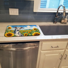 Load image into Gallery viewer, Greyhound in Sunflowers Dish Drying Mat Absorbent Dish Drying Mat Pad for Kitchen Counter Dish Drainer Mat for Countertop, 14 x 21", Multicolor