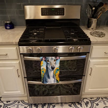 Load image into Gallery viewer, Greyhound in Sunflowers Kitchen Towel