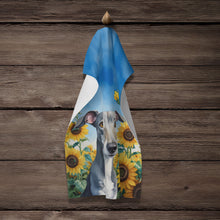 Load image into Gallery viewer, Greyhound in Sunflowers Kitchen Towel