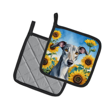 Load image into Gallery viewer, Greyhound in Sunflowers Pot Holders - Set of 2 Decorative Kitchen Helpers | Made in the USA