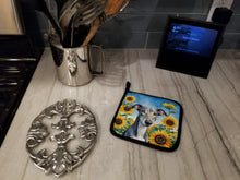 Load image into Gallery viewer, Greyhound in Sunflowers Pot Holders - Set of 2 Decorative Kitchen Helpers | Made in the USA