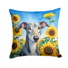 Load image into Gallery viewer, Greyhound in Sunflowers Throw Pillow - 14x14 Decorative Pillow – Art for Your Home &amp; Patio