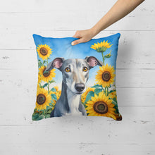 Load image into Gallery viewer, Greyhound in Sunflowers Throw Pillow