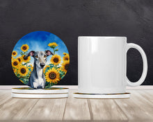 Load image into Gallery viewer, Greyhound in Sunflowers Large Sandstone Coasters Pack of 4