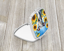 Load image into Gallery viewer, Greyhound in Sunflowers Compact Mirror – Stylish Purse Mirror with Artistic Covers