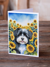 Load image into Gallery viewer, Havanese in Sunflowers Greeting Cards - Blank Note Cards – 8-Pack of Artist-Designed Cards with Envelopes