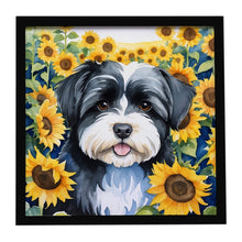 Load image into Gallery viewer, Havanese in Sunflowers Framed Metal Print