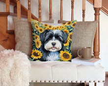 Load image into Gallery viewer, Havanese in Sunflowers Throw Pillow - 14x14 Decorative Pillow – Art for Your Home &amp; Patio