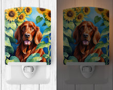 Load image into Gallery viewer, Irish Setter in Sunflowers Ceramic Night Light