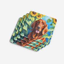 Load image into Gallery viewer, Irish Setter in Sunflowers Coasters - Set of 4 Lightweight Foam, Absorbent Drink Coasters