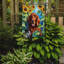 Load image into Gallery viewer, Irish Setter in Sunflowers Garden Flag – Bright Dog-Themed Yard Decor