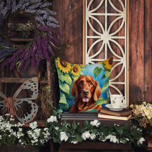 Load image into Gallery viewer, Irish Setter in Sunflowers Throw Pillow - 14x14 Decorative Pillow – Art for Your Home &amp; Patio