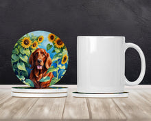 Load image into Gallery viewer, Irish Setter in Sunflowers Large Sandstone Coasters Pack of 4