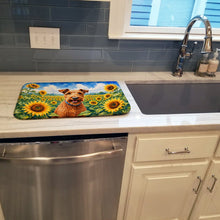 Load image into Gallery viewer, Irish Terrier in Sunflowers Dish Drying Mat Absorbent Dish Drying Mat Pad for Kitchen Counter Dish Drainer Mat for Countertop, 14 x 21", Multicolor
