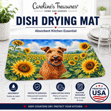 Load image into Gallery viewer, Irish Terrier in Sunflowers Dish Drying Mat Absorbent Dish Drying Mat Pad for Kitchen Counter Dish Drainer Mat for Countertop, 14 x 21", Multicolor