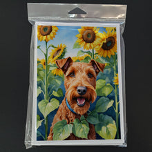 Load image into Gallery viewer, Irish Terrier in Sunflowers Greeting Cards - Blank Note Cards – 8-Pack of Artist-Designed Cards with Envelopes