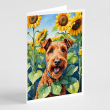 Load image into Gallery viewer, Irish Terrier in Sunflowers Greeting Cards - Blank Note Cards – 8-Pack of Artist-Designed Cards with Envelopes
