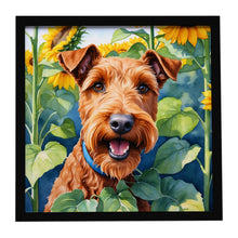 Load image into Gallery viewer, Irish Terrier in Sunflowers Framed Metal Print