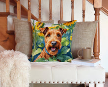 Load image into Gallery viewer, Irish Terrier in Sunflowers Throw Pillow - 14x14 Decorative Pillow – Art for Your Home &amp; Patio