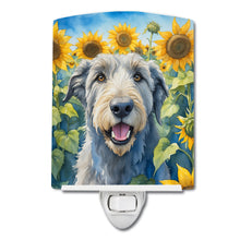 Load image into Gallery viewer, Irish Wolfhound in Sunflowers Ceramic Night Light