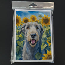 Load image into Gallery viewer, Irish Wolfhound in Sunflowers Greeting Cards - Blank Note Cards – 8-Pack of Artist-Designed Cards with Envelopes
