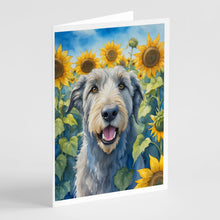 Load image into Gallery viewer, Irish Wolfhound in Sunflowers Greeting Cards - Blank Note Cards – 8-Pack of Artist-Designed Cards with Envelopes