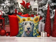 Load image into Gallery viewer, Irish Wolfhound in Sunflowers Throw Pillow - 14x14 Decorative Pillow – Art for Your Home &amp; Patio