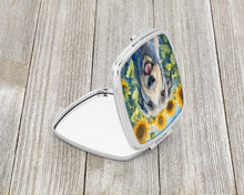 Load image into Gallery viewer, Irish Wolfhound in Sunflowers Compact Mirror – Stylish Purse Mirror with Artistic Covers