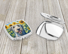 Load image into Gallery viewer, Irish Wolfhound in Sunflowers Compact Mirror – Stylish Purse Mirror with Artistic Covers