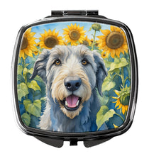 Load image into Gallery viewer, Irish Wolfhound in Sunflowers Compact Mirror – Stylish Purse Mirror with Artistic Covers