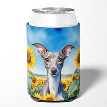 Load image into Gallery viewer, Italian Greyhound in Sunflowers Can or Bottle Hugger