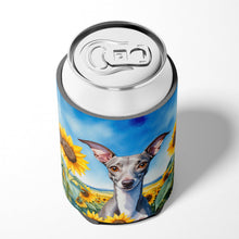 Load image into Gallery viewer, Italian Greyhound in Sunflowers Can or Bottle Hugger
