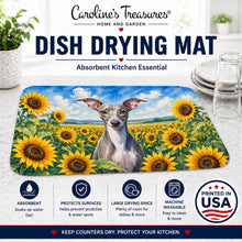Load image into Gallery viewer, Italian Greyhound in Sunflowers Dish Drying Mat Absorbent Dish Drying Mat Pad for Kitchen Counter Dish Drainer Mat for Countertop, 14 x 21", Multicolor