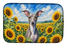 Load image into Gallery viewer, Italian Greyhound in Sunflowers Dish Drying Mat Absorbent Dish Drying Mat Pad for Kitchen Counter Dish Drainer Mat for Countertop, 14 x 21", Multicolor