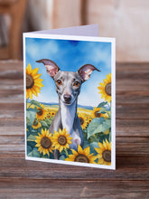 Load image into Gallery viewer, Italian Greyhound in Sunflowers Greeting Cards - Blank Note Cards – 8-Pack of Artist-Designed Cards with Envelopes