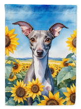 Load image into Gallery viewer, Italian Greyhound in Sunflowers Garden Flag – Bright Dog-Themed Yard Decor