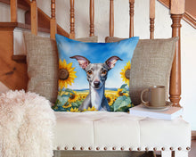 Load image into Gallery viewer, Italian Greyhound in Sunflowers Throw Pillow - 14x14 Decorative Pillow – Art for Your Home &amp; Patio
