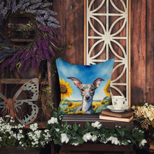 Load image into Gallery viewer, Italian Greyhound in Sunflowers Throw Pillow - 14x14 Decorative Pillow – Art for Your Home &amp; Patio