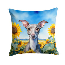 Load image into Gallery viewer, Italian Greyhound in Sunflowers Throw Pillow - 14x14 Decorative Pillow – Art for Your Home &amp; Patio