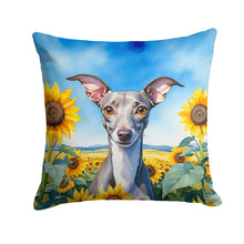 Load image into Gallery viewer, Italian Greyhound in Sunflowers Throw Pillow